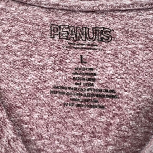 Peanuts TShirt Girls L Heathered Maroon Snoopy Charlie Brown V-Neck Short Sleeve - Picture 4 of 7